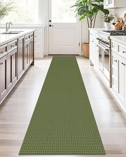 KOZYFLY Runners for Hallways 2x10 ft Washable Kitchen Runner Non Slip Rubber Backed Hallway Rugs Cotton Entryway Runner Rug Floor Carpet for Indoor Hall, Backdoor, Kitchen, Bright Green/Earthy Green