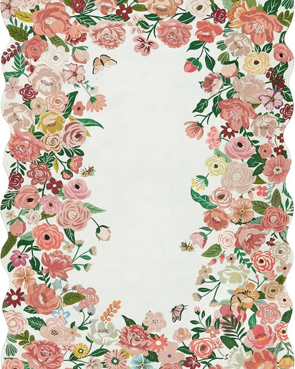 Wonnitar Washable 5x7 Rug for Living Room, Pink Camellia Floral Rugs for Bedroom Girls, Non-Slip Soft Scalloped Flower Floor Carpet for Kids Nursery Room Decor(Pink,5'x7')