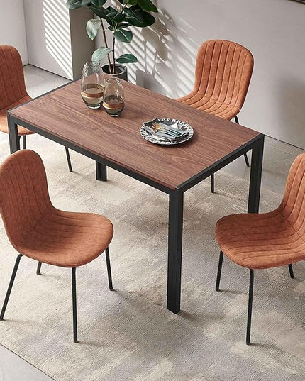 NORDICANA 5 - Piece Dining Set, Industrial Style 47 in Kitchen Table with Brown Faux Leather Dining Chairs for 4 Person, Dining Room Table Set for Dinette, Breakfast Nook Breakfast Nook