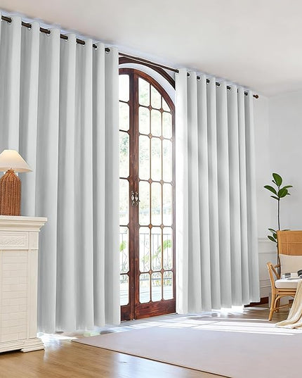 Room Darkening Curtains 45 Inch Length for Bedroom Living Room, Insulated Thermal Grommet Curtain Drapes, Blackout(60-90%,Not 100%) Window Treatment Decor, 2 Panels, 35x45, GreyishWhite