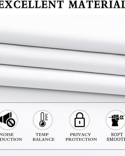 DONREN Doorway Privacy Curtains - Room Divider Soundproof Draperies, Window Treatment Thermal Insulated for Bedroom, 52 x 80 Inches Long, 2 Panels, Pure White