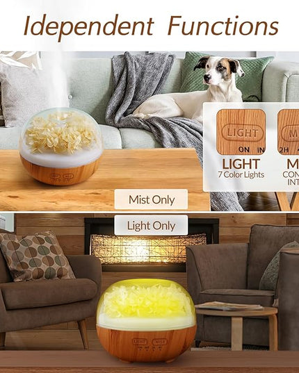 Aromatherapy Essential Oil Diffuser, 300ml Air Diffuser Humidifier with 7 LED Colors, Timer & Auto-Off for Home Bedroom Office (Beige)
