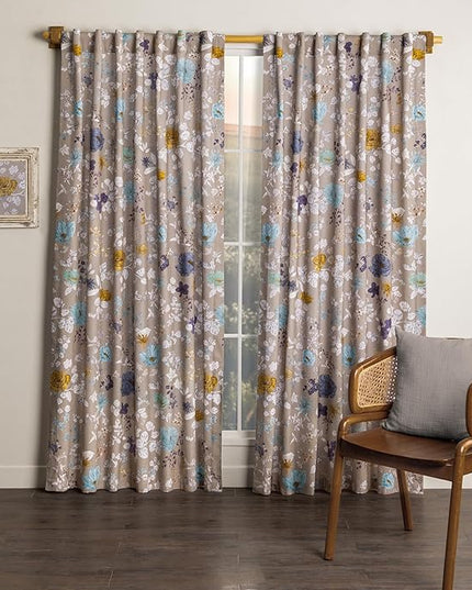 Maison d'Hermine Curtains for Living Room 100% Cotton 108 inch Length One Panel Window Toile Curtains for Bedroom with Loop & Rod Pockets, Gifts for Mothers Day (Clematis, 50" W x 108" L)