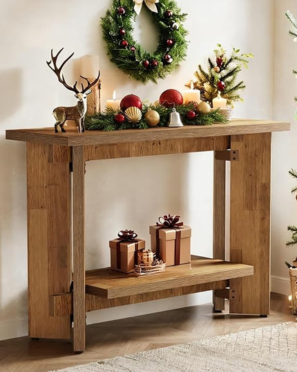 Tribesigns 41 Inches Rustic Sofa Console Table with Storage Shelf, 2-Tier Wooden Small Entryway Table Behind Couch for Living Room, Hallway, Entrance, Foyer