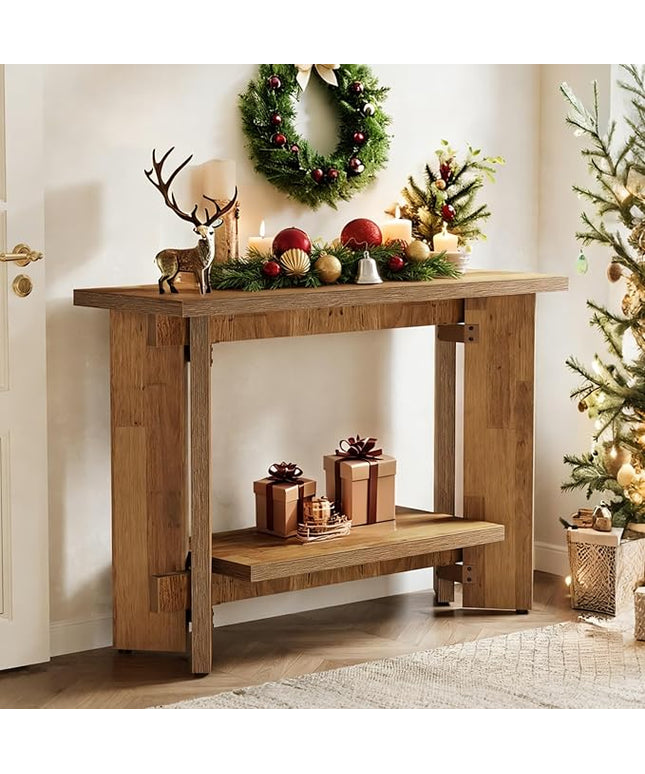 Tribesigns 41 Inches Rustic Sofa Console Table with Storage Shelf, 2-Tier Wooden Small Entryway Table Behind Couch for Living Room, Hallway, Entrance, Foyer