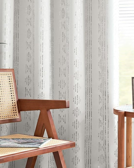 jinchan 95% Blackout Boho Curtains 90 Inches Long for Christmas Bedroom Living Room Decor Festive Silver Geometric Foil Printed Curtain Grommet Top Room Darkening Drapes Off White 52 x 90 2 Panels