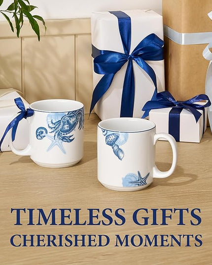 Minh Long 12 OZ Porcelain Coffee Tea Mugs, Set of 2, Non-toxic, Heat Retention, Oven Safe up to 482°F, Microwavable, Ideal for Latte, Hot Choco, Black Coffee, Tea, Herbal Brew, Gifts for Dad Mom