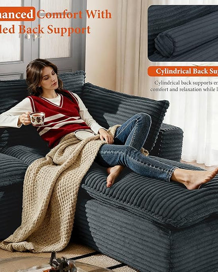 110" Sectional Couches for Living Room Boneless Couch Upholstered Cloud Couchs Sectional Modular Sectional Sofa with L Shaped