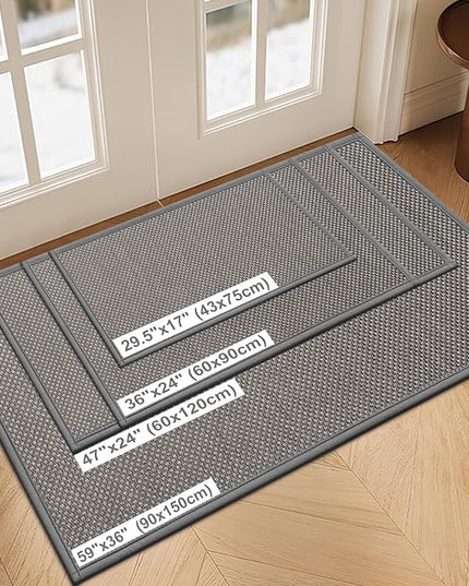 LEKEEPGO Door Mat 24"x36", Non Slip Door Mat Indoor Entrance, Rubber Backing Front Indoor Door mat Washable Absorbent Low-Profile Entryway Entry Resist Dirt Inside Door Mats, Light Grey