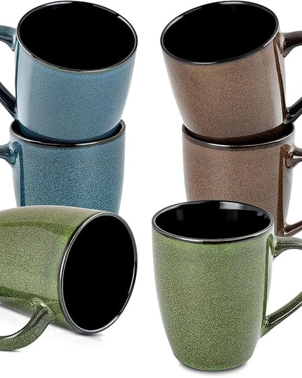 Ceramic Mugs 12oz,Large Ceramic Coffee Cups for Men, Women, Dad, Mom, Modern Coffee Mugs With Handle For Tea,Latte,Cappuccino,Cocoa. (green and brown 4pack)