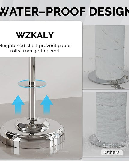 Freestanding Toilet Paper Holder Stand with Storage – Holds 4 Extra Rolls – Chrome Toilet Paper Holder for Bathroom – Sturdy Base, Classic Retro Style, Space-Saving Bathroom Storage Organizer