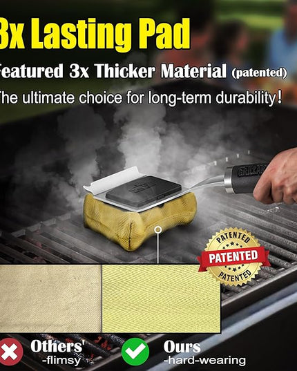 GRILLART Grill Brush for Outdoor Grill Bristle Free - Reinforced Grill Cleaner Scraper BBQ Brush - Replaceable Head Barbecue Grill Cleaning Brush - Safe BBQ Accessories Grill Tools - Gifts for Men/Dad