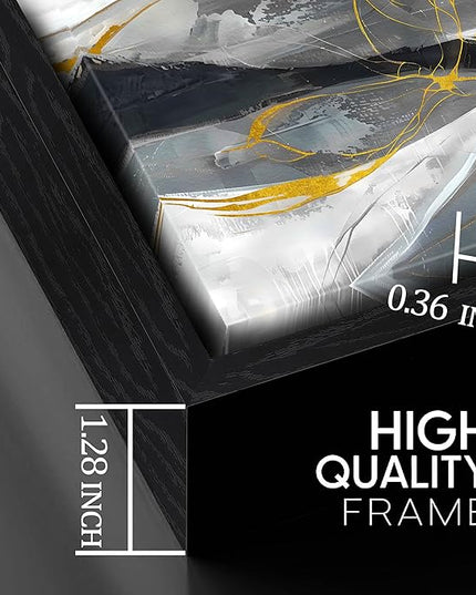 Ouzzlie Abstract Wall Art Grey Wall Decor for Living Room Large Canvas Art Picture Gold Artwork 29" x 59"