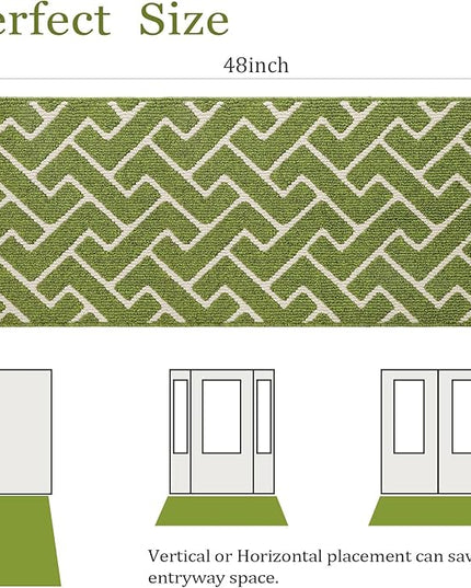 hicorfe Indoor Doormat,Front Back Door Mat Rubber Backing Non Slip Door Mats 20"x48" Absorbent Resist Dirt Entrance Doormat Inside Floor Mats for Entryway Washable Low-Profile(Sage Green)