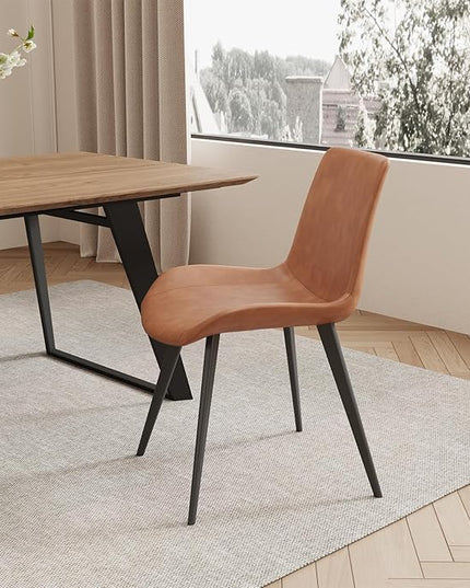 ZckyCine 63"-79" Extendable Dining Table Set for 6, Modern Walnut Color Table with 6 Brown Chairs, Retractable Wood Table and Chair Set for Kitchen and Dining Room