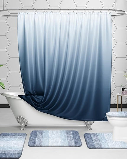 OLANLY Bathroom Rug Set 2 Piece, Soft Absorbent Microfiber Bath Rug Set, Non-Slip, Machine Wash Dry, Plush Shaggy Bath Mats for Bathroom (30"x20"+24"x16", Blue)