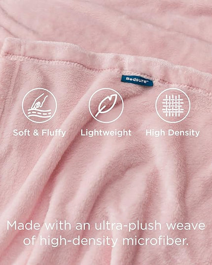 Bedsure GentleSoft Fleece Blanket Twin Size Pink - 300GSM Lightweight Plush Fuzzy Cozy Soft Blanket for Bed, Sofa, Couch, Travel, Camping, 60x80 inches