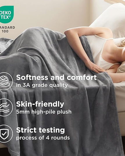 Bedsure GentleSoft Fleece Bed Blankets Queen Size Grey - Soft Warm Winter Blanket Lightweight Cozy Luxury Microfiber, Room Home Decor Christmas Decorations Gifts for Women and Men, 90x90 inches