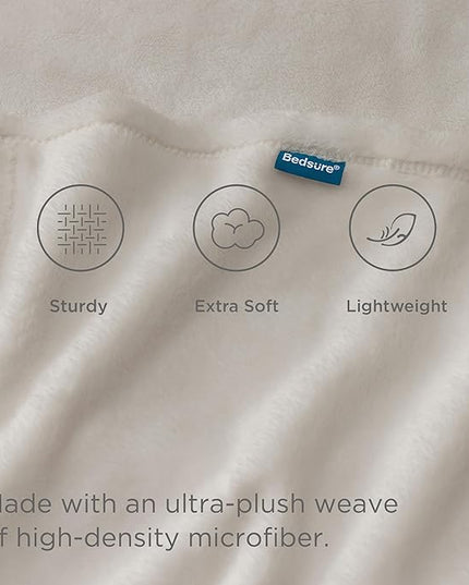 Bedsure Fleece Blanket Twin Blanket Linen - 280GSM Soft Lightweight Plush Cozy Blankets for Bed, Sofa, Couch, Travel, Camping