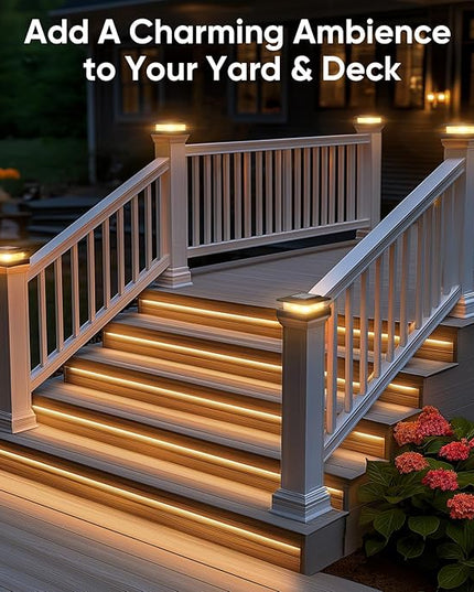 4x4 Post Solar Lights Outdoor: 12 Pack 2 Lighting Modes Fence Deck Cap Lights - Waterproof Solar Powered for Wooden Vinyl Lamp Post Warm White and Cool White - Garden Decor Gifts for Women Mom 2025