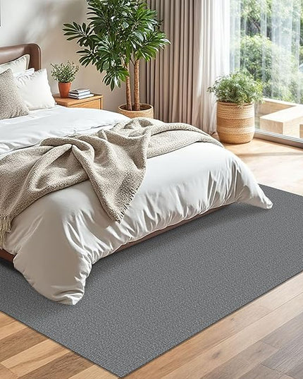 KOZYFLY Washable Area Rug for Living Room 5x7 Ft Non Slip Rubber Backed Bedroom Rug Braided Cotton Dining Room Rug, Floor Carpet for Living Room Dining Room Bedroom, Grey