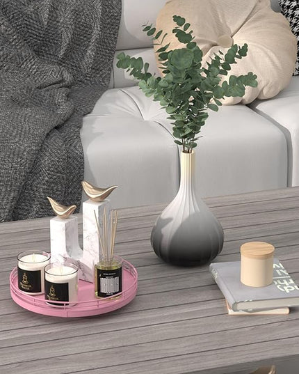 9" Oak Wood Decorative Tray for Home Decor, Tray for Coffee Table Decor Perfume Nightstand Vanity Bathroom Trays for Counter Candle Jewelry Makeup Farmhouse Table Centerpiece for Dining Room Pink