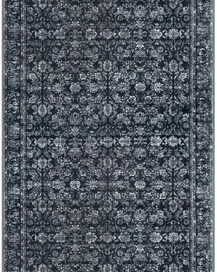 2x5 Washable Runner Rug Black Small Area Rugs for Entryway, Soft Non-Slip Indoor Door Mat Distressed Floral Low-Pile Neutral Vintage Carpet for Entrance Kitchen Bedside Farmhouse