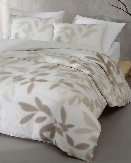 Calvin Klein - King Duvet Cover Set, Soft Cotton Bedding with Matching Shams, Floral Bed Essentials, Oeko-Tex Certified (Shadow Branches Beige, King)