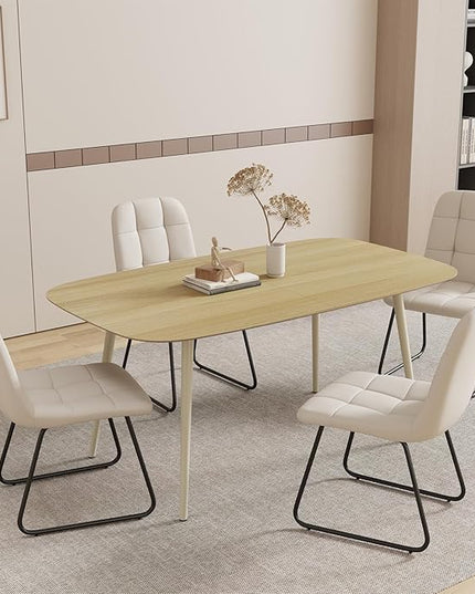 47.2'' Dining Table Set for 2,Modern Wood Dining Table,Leather Dining Chairs 2,Table and Chairs Set of 2,Ideal for Kitchen Dining Room (Cat Scratch Table + 2 White Chairs, 47.2")