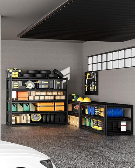 5-Tier 60”W x 24”D x 72”H Garage Shelving Storage Shelves 3000LBS Heavy Duty Metal Shelf Adjustable Rack Units Suitable for Garage Basement Warehouse Utility Shelves (Black)
