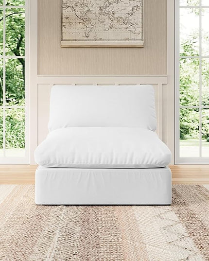 Modular Sectional Sofa Cloud Couch,Down Filled Comfy Cloud Modern Sofa,White Linen Oversized Couch Cushion Covers Removable for Living Room