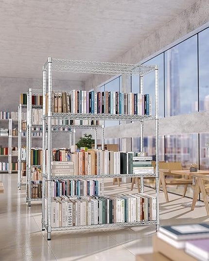 IZEUK 3400 LBS Garage Shelving Wide Storage Shelves 4 Tier Metal Shelves Heavy Duty Adjustable Utility Shelf Rack Chrome 17.7" D x 47.2" W x 70.4" H