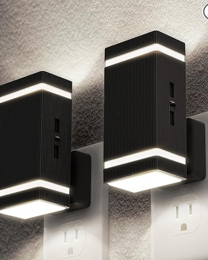 DORESshop Bright LED Night Light Plug in [2 Pack], Night Lights Plug into Wall with Dusk-to-Dawn Sensor, 0-100lm Dimmable Nightlights with Light Sensor for Adults, Hallway, Bedroom, Stairway