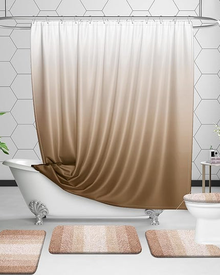 OLANLY Bathroom Rug Set 2 Piece, Soft Absorbent Microfiber Bath Rug Set, Non-Slip, Machine Wash Dry, Plush Shaggy Bath Mats for Bathroom (30"x20"+24"x16", Beige)