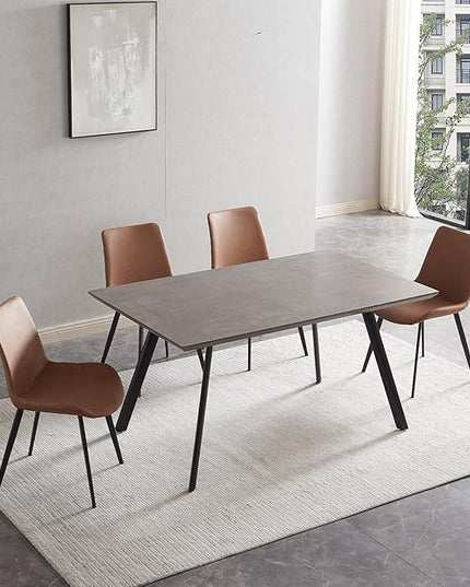 ZckyCine 46.5" Modern Dining Table Set for 4-6 People Kitchen Dining Room Table Set Extendable Wood Dining Table and 4 Upholstered Chairs, Home Kitchen Furniture