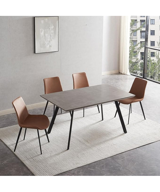 ZckyCine 46.5" Modern Dining Table Set for 4-6 People Kitchen Dining Room Table Set Extendable Wood Dining Table and 4 Upholstered Chairs, Home Kitchen Furniture