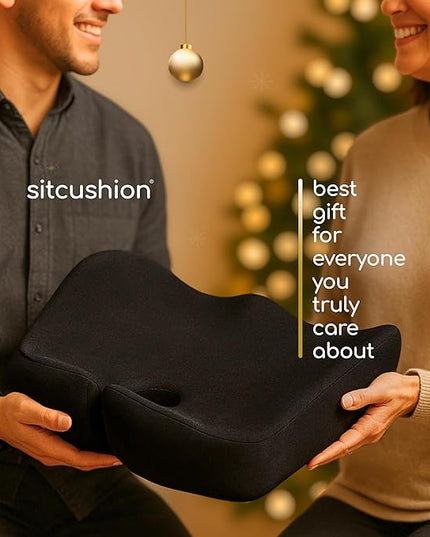 Extra Large Memory Foam Seat Cushions for Office Chairs, Pressure Relief Seat Cushion for Tailbone Pain Relief, Sciatica & Back Pain, Ergonomic Office Chair Cushion for Long Sitting & Driving (Black)