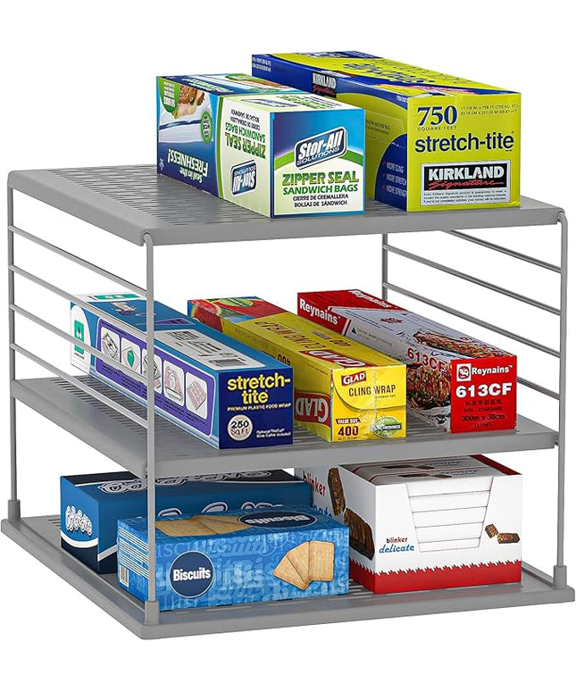Upgraded Pantry Organizers and Storage- Divided Compartment Holder for Foil and Plastic Wrap Organizer- Kitchen Organizers and Storage for Aluminum Foil, Wraps, Box- Organization and Storage