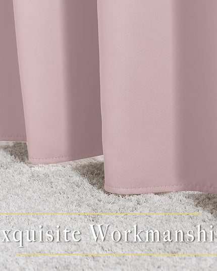 NICETOWN Blush Pink Short Curtains for Girls Room, Grommet Kitchen Window Curtains Thermal Short Drapes Room Darkening for Cafe, 2 Panels, W52 x L36