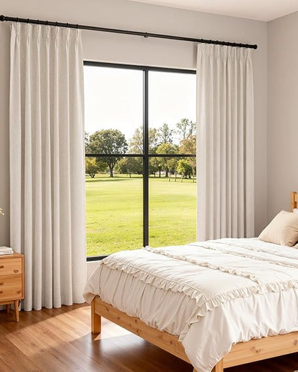 MYSKY HOME Linen Pinch Pleated Blackout Curtains 100% Room Darkening for Living Room Bedroom Thermal Insulated Light Block Window Drapes 108 inches Long Width 40", 2 PCs