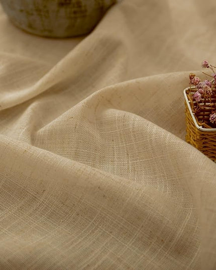 Tan Linen Curtains 90 Inch Length for Living Room Dining 2 Panels Set Back Tab Pocket Light Filtering Sheer Taupe Brown Mocha Coffee Color Drape for Bedroom Home Office Burlap Vintage Decor 52x90 Long