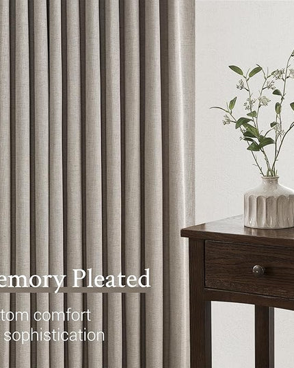 Topfinel 108 Inch Curtains 1 Panels Set,One Packs Pinch Pleat Back Tab Burlywood Window Semi Sheer Privacy Thick Decorative Curtain Drapes for Living Room Bedroom,72x108 in Long,Light Brown