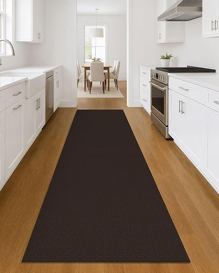 KOZYFLY Washable Runner Rug 3x10 ft Hallway Kitchen Runner Rugs with Rubber Backing Bobo Entryway Runner Indoor, Long Carpet Runners for Hall Kitchen Entryway, Dark Coffee/Brown
