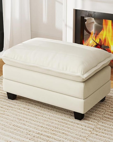 WorthFurni Cloud Couch Ottoman Modular Sectional Sofa, Comfy Deep Seat Cushion for Apartment Living Room Bedroom (Beige)