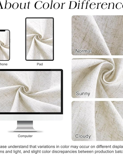 Naturoom 42 Inch Shower Curtain - Stall Narrow Half Linen Ultra Thick Fabric Shower Curtain Set with Hooks, Boho Farmhouse Rustic RV Camper Bath Curtains for Bathroom, Beige White, 42x72