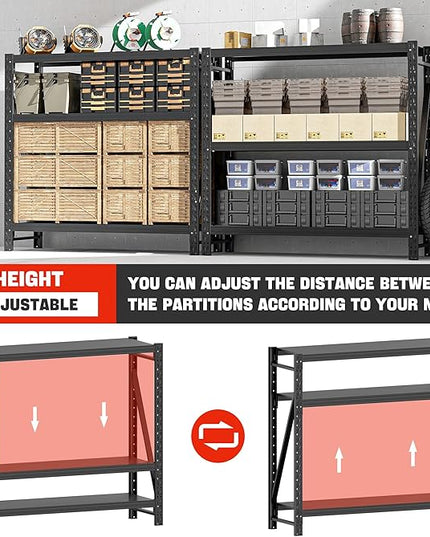Heavy Duty Garage Shelves – Metal Shelving Unit with Adjustable 3-Tier Storage Shelves for Garage Organization, Industrial Shelving Rack for Heavy Duty Storage Needs16 D x50 W x48 H