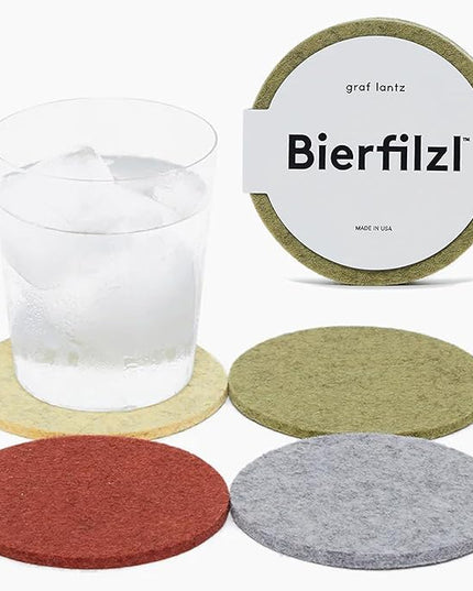 Graf Lantz - Bierfilzl Merino Wool Round Coasters Set of 4 - Ikebana (4" Circles) - Absorbs 30% of Weight - German Wool - Heat Resistant, Sustainable, & Reusable - Home Decor & Coffee Table Decor