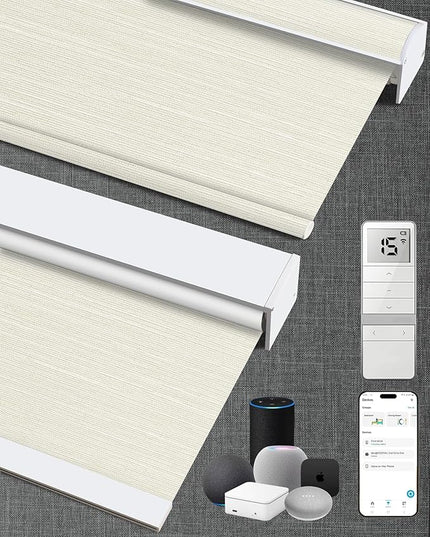 Kincmo Motorized Blinds with Remote,100% Blackout Motorized Roller Shades Work with Apple Homekit,Alexa,Google, Custom Electric Blinds with App,Voice Control (Dreamy Warm)