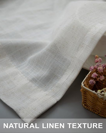 Natural Linen Curtains 108 Inches Long for Living Room 2 Panels Set Loop Pocket Back Tab Draperies Neutral Earth Tone Soft Cotton Textured Semi Sheer Linen Curtains for Large Window Vertical 9 FT Tall