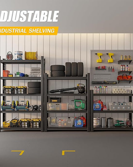 72" H Heavy Duty Garage Shelving, 2000 lbs Capacity Storage Shelf,Adjustable 5-Tier Metal Shelving Unit for Industrial Use in Garages,Basements, and Utility Rooms (24" D x48 W x72 H)
